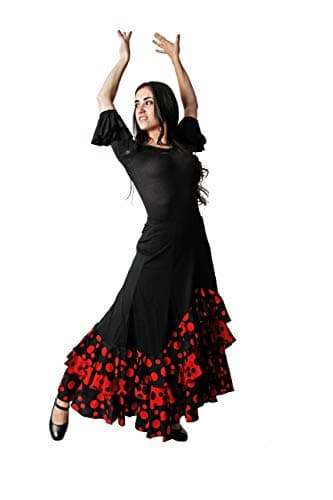 Costumizate! Jupe de danse flamand avec trois volants et pois pour femme adulte tailles différentes