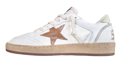 Golden Goose Chaussures Sneakers Femme Ball Star 82321 Blanc et Bronze, Blanc bronze, 38 EU