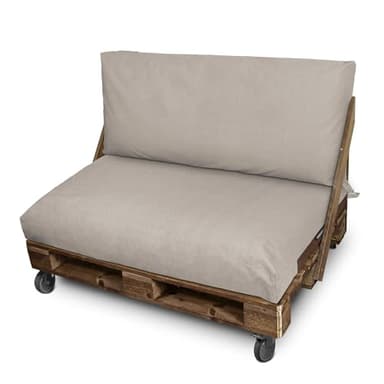 Happers Coussin Palette en Naylim Imperméable pour Extérieur Set 120x80+120x45 Pierre