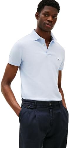 Tommy Hilfiger Polo Manches Courtes Homme 1985 Slim Fit, Bleu (Breezy Blue), L