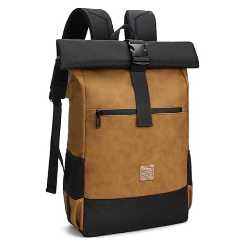 EverVanz Sacs à Dos Homme/Femme pour Ordinateur Portable 17 pouces - Imperméable- port de charge USB - Zip d’Accès Rapide - Roll Top - Résistant à l'eau - Loisirs/Affaire/Scolaire/Voyage/Randonnée