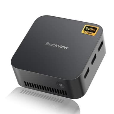 Blackview MP80 Mini PC Intel Alder Lake N95 (jusqu'à 3,4 GHz) 16 Go DDR5, 512 Go, Triple écran 4K@60HZ UHD, 2 x RJ45, HDMI, DP, Double WiFi, Mini Ordinateur de Bureau pour Bureau et école