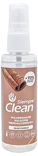SiempreClean | Solution Hydroalcoolique avec Spray | Solution Désinfectante Peaux Sensibles | 73% Alcool Éthylique | Parfum Cannelle, 60 ml