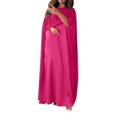 Abaya Femme Musulmane Grande Taille,Robe Femme Musulmane Chic Et Elegant en Mousseline De Soie VêTements Ethnique Islamique Modeste Style Moyen-Oriental Caftan Ample Col Rond