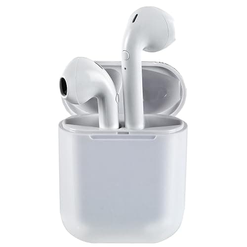 APM Ecouteurs Bluetooth sans Fil, Boîtier de Charge, Ecouteur sans Fil, Son Stéréo, Oreillette Bluetooth, Bouton Contrôle Audio, Casque Bluetooth, Compatible PC Smartphone Tablette, Blanc, 200026