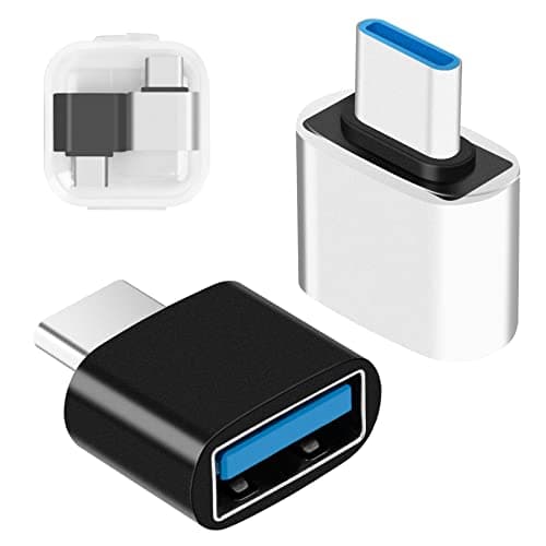 Adaptateur USB C à USB (Kit de 2 pièces), Type C Male to USB 3.0 Famale Adapter OTG adapté aux Type-C équipements ,MacBook Pro/Air, Google Chromebook Pixelbook, Galaxy , Google Pixel（ Noir et blanc）