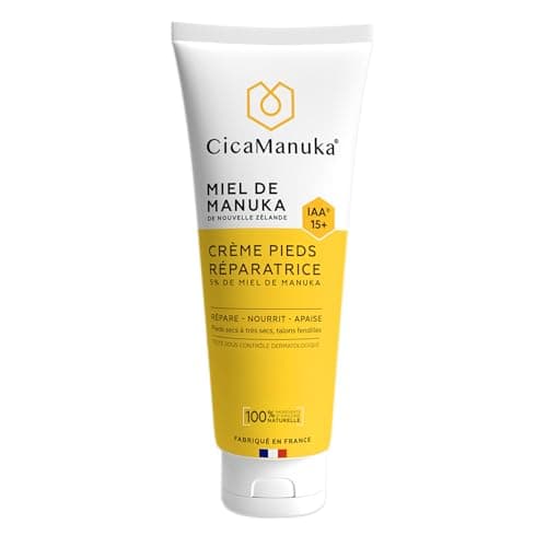 CicaManuka - Crème pieds réparatrice au miel de Manuka IAA15+ Répare les talons abîmés secs Certifié Cosmos Natural 75ml