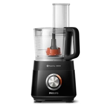 Philips Robot Multifonction Compact - 800W, 29 Fonctions, Bol de 2.1L, Ultra Puissant, Lame en Acier Inoxydable (HR7510/10) - Noir