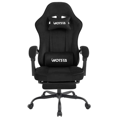 WOTSTA Massage Chaise Gaming Tissu avec Coussin en éponge Haute densité, Siege Gamer avec Repose-Pieds, Fauteuil Gamer pour Adultes Kids,Chaises de Bureau Capacité de Charge 150 kg