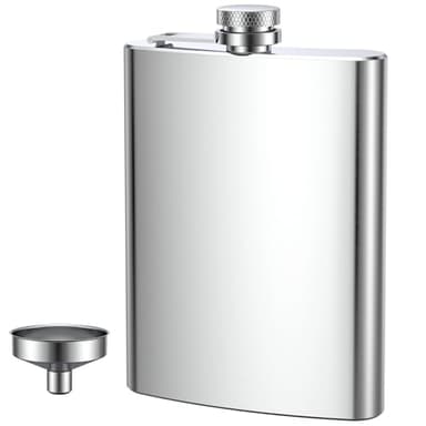 Flasque à Alcool, Flasque Whisky en Acier Inoxydable 304, pour Whisky, Rhum, Vodka, convient pour la Randonnée et les Fêtes (220ml / 8oz)