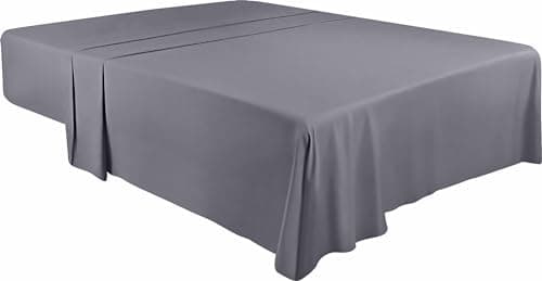 Utopia Bedding - Drap Plat pour 2 Personnes - Dimensions du Drap du Dessus - 266 x 259 cm - Coloris Gris - Drap Plat en Microfibre Polyester brossé Doux - pour lit 150 x 200 cm