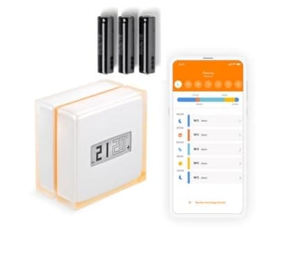 Netatmo Thermostat Connecté et Intelligent Économe en Énergie –WiFi- Réduisez Les Factures & Contrôlez Le Chauffage à Distance par Application, Compatible avec Les Chaudières Individuelles, NTH01-AMZ