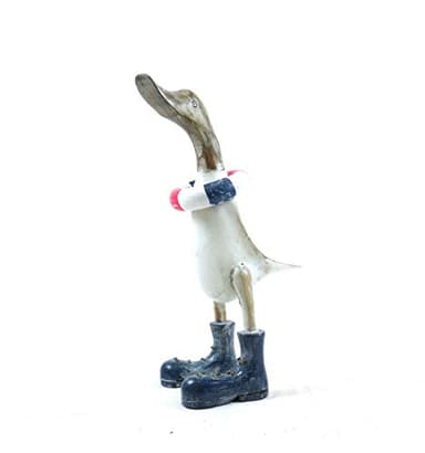 Coco Papaya Canard décoratif et sa bouée Tricolore en Bois 35cm