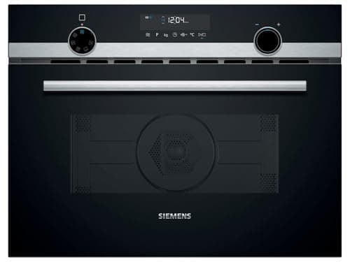 Siemens CM585AGS1 iQ500 - Micro-ondes encastrable avec air chaud - 60 x 45 cm - 900 W - Chambre de cuisson en acier inoxydable de 44 l - Commande tactile - Aide au nettoyage hydrolytique - CookControl