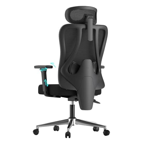 Hbada P3 Pro Chaise de Bureau Ergonomique Fauteuil de Bureau - Soutien Lombaire 2D Réglable, Appui-Tête & Accoudoirs 3D, Inclinaison 135° sans Crans, Tissu Mesh Triple Couche, Noir sans Repose-Pieds