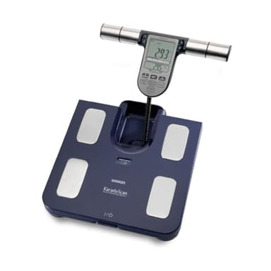 OMRON BF511 Analyseur de composition corporelle validé cliniquement comprenant 8 capteurs de haute précision pour mesurer le corps entier - Bleu