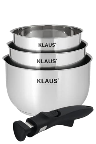 set de 3 casseroles en inox haute qualité- induction & four,poignee Amovible,Cuisson Saine - Diamètres et capacités : 16/18 /20 cm
