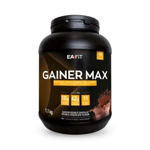 EAFIT | Gainer Max | Pour La Prise De Masse Musculaire Et L'Apport Calorique | 10g De Protéines + 42g De Glucides + 11 Vitamines Par Shaker | Double Chocolat 1,1kg