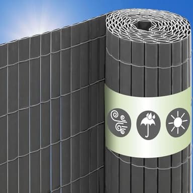 UrFence 80x300 Brise Vue Balcon Exterieur - Canisse PVC Gris - Cloture de Jardin Cache Vis-à-Vis - Brise Vent Terrasse Exterieur Pare Soleil Balcon Cache Vue Jardin Lamelle Occultante Grillage Rigide