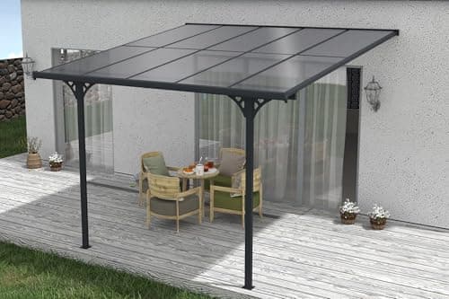 Cazeboo Toit terrasse/Carport 9m² KLEO 3x3m Aluminium Gris
