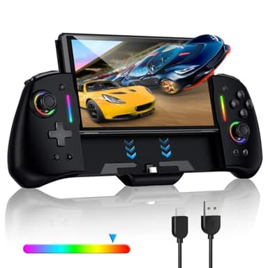 Manette de jeu pour Nintendo Switch/OLED, RVB monobloc pour Joy-con avec turbo réglable, double vibration moteur, manette Pro portable pour jeu Switch