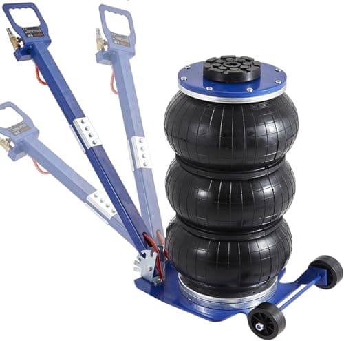 VEVOR Cric Pneumatique 3 T Plage 140-450 mm Cric de Levage Pneumatique 0,8-1,0 MPa avec 3 Coussins d’Air Poignée Ajustable Bleue Levage Rapide pour Réparation Entretien Voiture SUV Atelier Garage