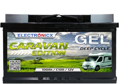 Batterie Gel 100Ah Caravan Edition 100ah pour Voiture et Camping-Car, Technologie-Gel 100 ah et de Décharge Lente,12 V Panneaux Solaires Portable Ah