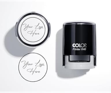 Stamp by Me | Tampon Automatique en Caoutchouc Personnalisé | Logo et Design d'Entreprise| Emballage, Marque| Impressions Faciles et Claires| Rond |40mm