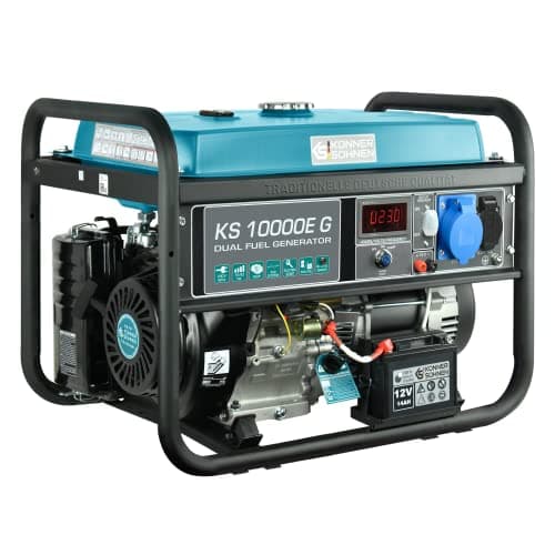 Groupe électrogène gaz-essence KS 10000E G, generateur de courant puissance maximale 8000 W, 230V, moteur EURO-V, power station a affichage LED, generateur electrique essence, enroulement cuivre.