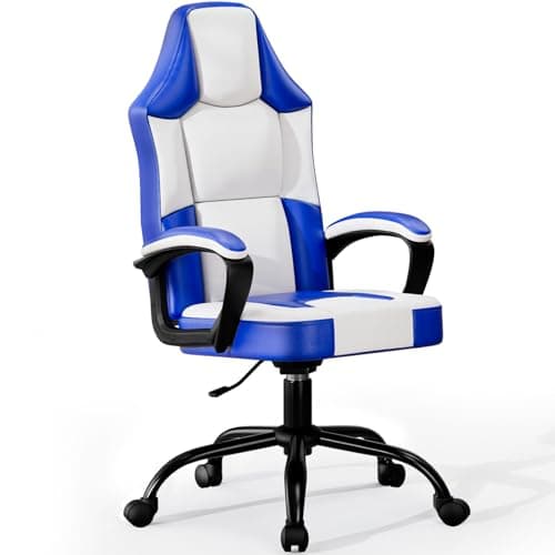 Fruyyzl Chaise Bureau Enfant Bleu, Chaise Gaming Pas Cher en Cuir PU Respirante, Chaises de Gamer Réglable en Hauteur, Siege Gaming Pivotante Mobile, Gaming Chair Confortable pour Adultes et Enfants