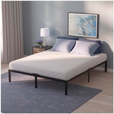 Dreamzie Cadre de lit 120x190 avec Rangement et Sommier Metal Lit 120 x190 en Metal avec Pieds de 36cm - Resistant, Assemblage Facile, Grande Capacité de Rangement