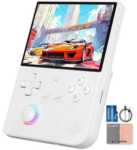 Whatsko RG40XXV Console de Jeux Portable,Console Rétro avec 64G TF Carte et 5500 Jeux,Joysticks avec éclairage RGB Ecran IPS 4 Pouces,Support 5G WiFi Bluetooth 4.2 et HDMI TV-Ausgang(Weiß)