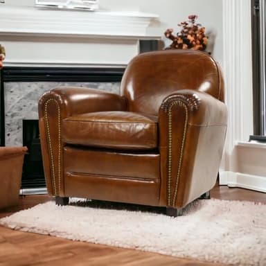 Générique Fauteuil Club Bourbon en Cuir Cigare – L'Élégance Vintage au Confort Moderne