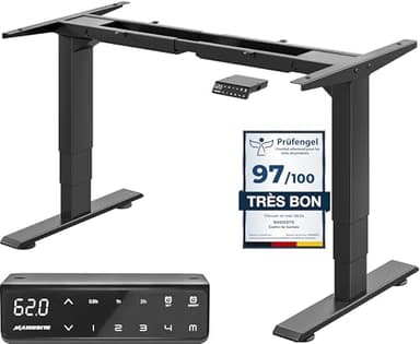 MAIDeSITe T2 Pro Plus Bureau Assis Debout Electrique Cadre de Bureau Réglable en Hauteur Électrique à 3 Colonnes avec Double Moteur, avec 4 Claviers à Mémoire Automatique, Capacité de Charge 160kg