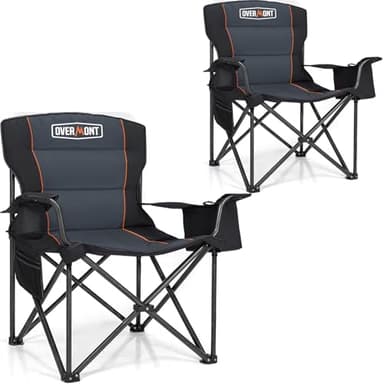 OVERMONT Paquet de 2 Chaise de Camping Pliante Portable avec Sac de Transport, Chaise Rembourrée pour Voyages en Plein Air Plage Pique-niques Randonnée