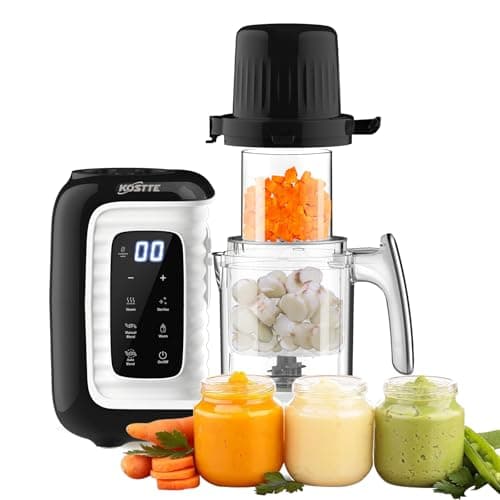 KOSTTE Cuiseur Mixeur Multifonctions, Robot Cuiseur Multifonctions, Cuisson Vapeur Rapide 15min, Mixeur, Blender bebe, Réchauffe, Décongèle, Puree bebe, Petits Pots pour Bébé, Baby Food Maker