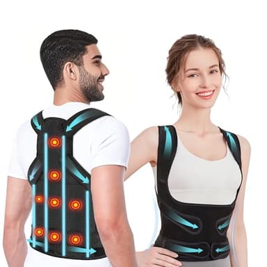 WVWMYM Correcteur de Posture, 8 Aimants Correcteur de Posture Dos, Donne une Forme Au Cou, Correction de La Scoliose et Bosse, Aux épaules Et Au Dos, Soutien Dorsal Complet Réglable (Noir, M)