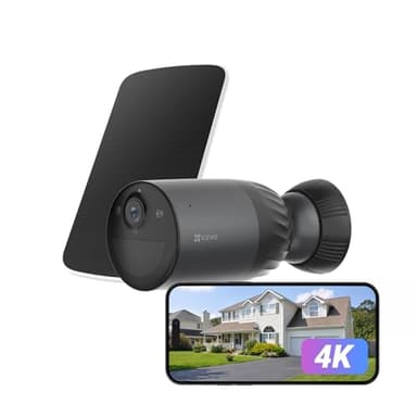 EZVIZ 4K Caméra de Surveillance WiFi Extérieure sans Fil, avec Panneau Solaire, Mode AOV, Détection des Humains/Véhicules, Vision Nocturne Couleur, Défense Active, Audio Bidirectionnel, BC1C 4K Kit