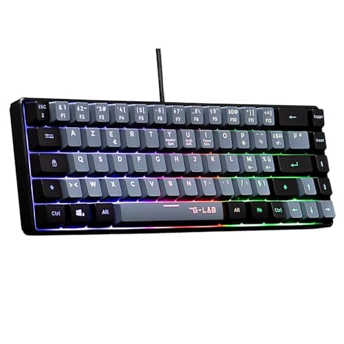 The G-Lab - Keyz Hydrogen, Clavier Gamer 60%, Clavier Semi-mécanique USB Azerty, RGB Multicolore, Clavier Gamer Silencieux, Format Compact TKL- Pc/ps4/ Ps5 - New - Gris et Noir