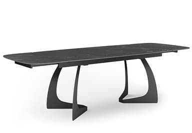 Meublissime Adria - Table à Manger Extensible en céramique Anthracite et Pieds Noirs - L 180/260