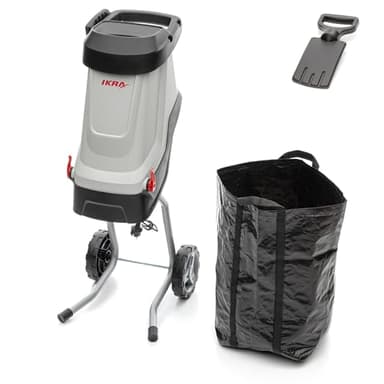 IKRA broyeur de végétaux électrique IMH 2800, sac de ramassage 45l inclus, 2800W, couteaux réversibles à longue durée de vie