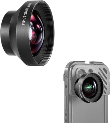 NEEWER Objectif grand angle HD 18 mm 100° uniquement pour plaque arrière de filetage de 17 mm, grossissement 0,5x compatible avec SmallRig Neewer iPhone Samsung avec adaptateur d'objectif 17 mm, LS-42