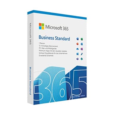 Microsoft 365 Business Standard | 12 Monate, 1 Nutzer | Word, Excel, PowerPoint, Outlook | 5 PCs/Macs, 5 Tablets und 5 mobile Geräte | Box