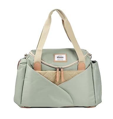 BÉABA, Sac à Langer Sydney II, Modulable, Grande contenance, Rangements multiples, espace à cocoon, Pochette repas isotherme, Système attache poussettes, Anses transport, Vert Sauge