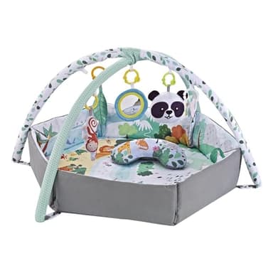 Tapis D'eveil Bebe 0-6 Mois 7-in-1 Tapis De Jeux Bebe Activités ABS + Tissu Tapis Deveil Bébé Evolutif Grande Salle De Sport Pour Nouveau-né Avec Balles Et Jouets Sensoriels