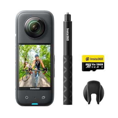 Insta360 X3 Kit Vlog - Caméra d'action 360 Degrés Étanche avec Capteur 1/2", Photos 360 5,7K 72MP, Stabilisation, Écran Tactile 2,29", Vibrations, Montages IA, Live, Webcam, Commande vocale