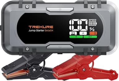 Booster Batterie Voiture 6000A, 27000mAh Démarreur Batterie Voiture, PD 65W Charge Rapide Booster Batterie (Tous Essence/12L Diesel), 12V Jump Starter avec Grand Écran, 600 Lumens LED, Allume-Cigare