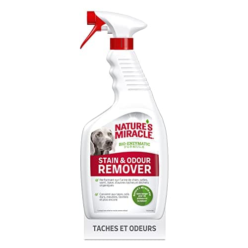 Nature’s Miracle Stain & Odour Remover - Spray Eliminateur pour taches et odeurs organiques des chiens - urine, excréments, vomis – Action Bio-Enzymatique – Multi-surfaces – Parfum Agrumes – 709 ml