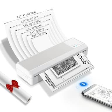 vretti Imprimante Thermique A4,P83 Imprimante Portable,Compatible avec Android et iOS pour Les Voyages à Domicile,Prise en Charge du Papier Thermique A4