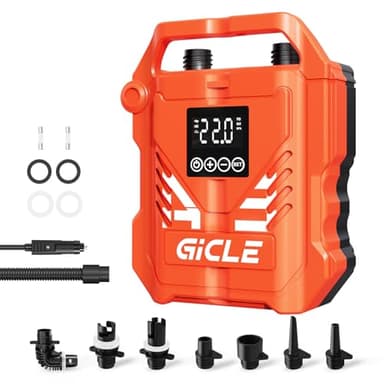 GICLE 22PSI Paddle Board Pump Pompe SUP électrique, avec prise auto 12V DC, gonflage rapide en deux étapes & auto-off pour Stand Up Paddleboard gonflable, bateau, tente